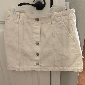 Forever 21 Cream Button-Front Mini Skirt